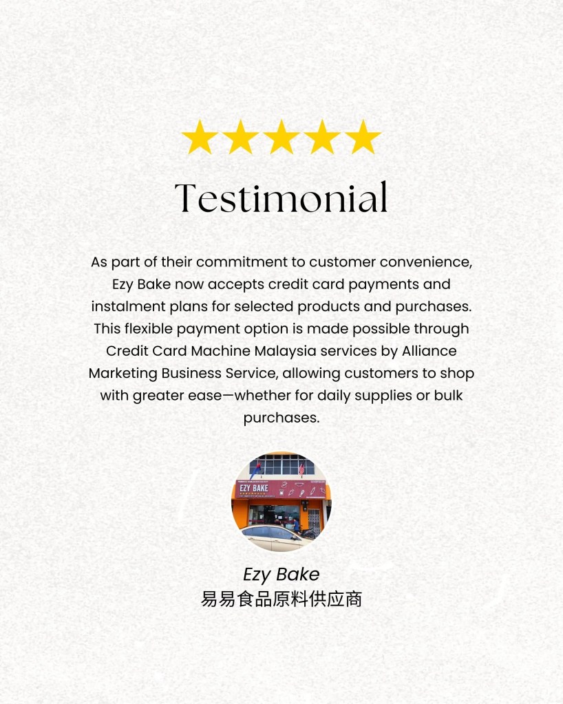 Ezy Bake Muar Testimonial - Cake Ingredients Supplier Accepting Credit Card and Instalment 01