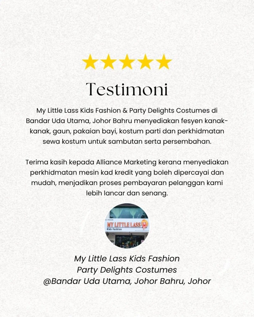 My Little Lass Kids Fashion dan Party Delights Costumes Johor Bahru - Kedai Kostum, Pakaian Parti dan Fesyen Kanak-Kanak Testimoni Credit Card Machine Malaysia C01